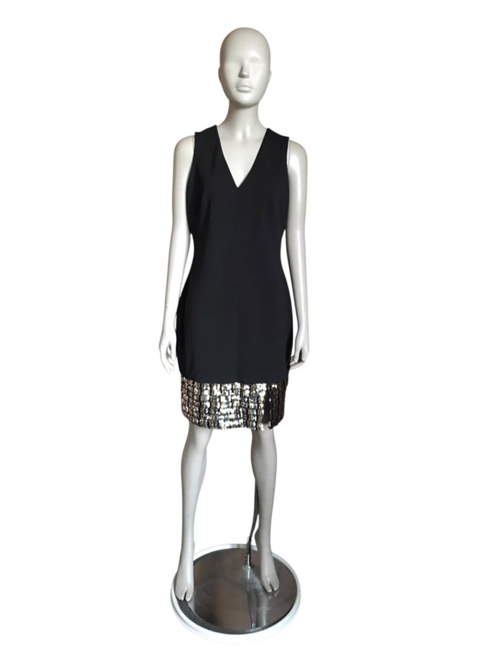 Vince Camuto Black Aline Dress with Sequin Bottom
